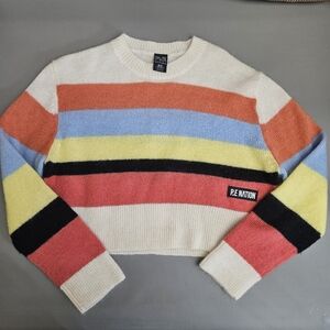 PE Nation Sweater Medium Cropped Striped